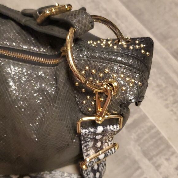 GUC Metallic Faux Snake Silver Gray OrYany LG Hobo Bag - Picture 5 of 10